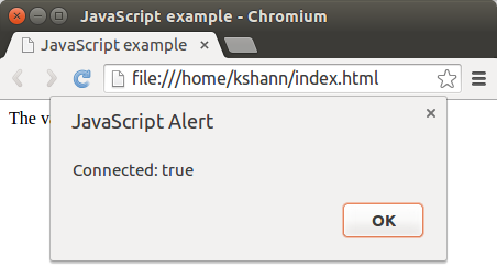 Screenshot of the example client as it makes a connection.