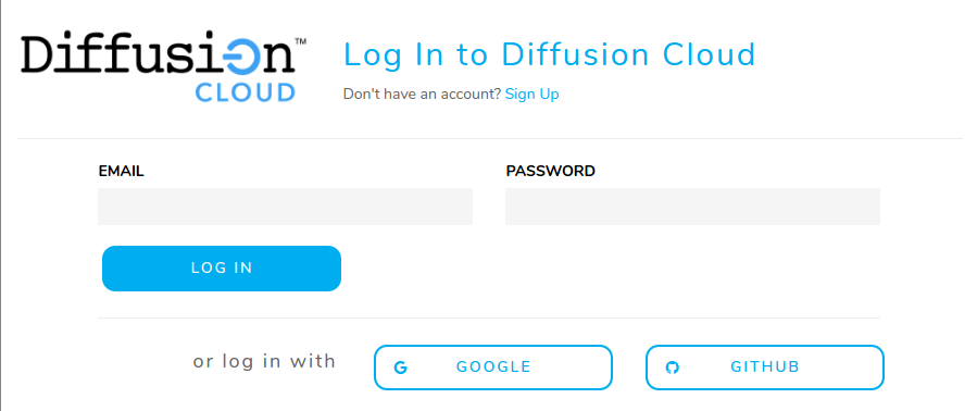 The sign up or log in dialog.